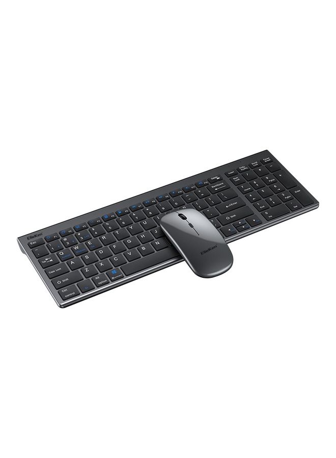 ElieKen - Wireless Keyboard And Mouse Set Rechargeable + 2.4G + Bluetooth Three-Mode, Suitable For Desktop Computer Notebook Flat Gun Black - Image 1