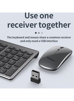 ElieKen Wireless Keyboard And Mouse Set Rechargeable + 2.4G + Bluetooth Three-Mode, Suitable For Desktop Computer Notebook Flat Gun Black  - Image 4