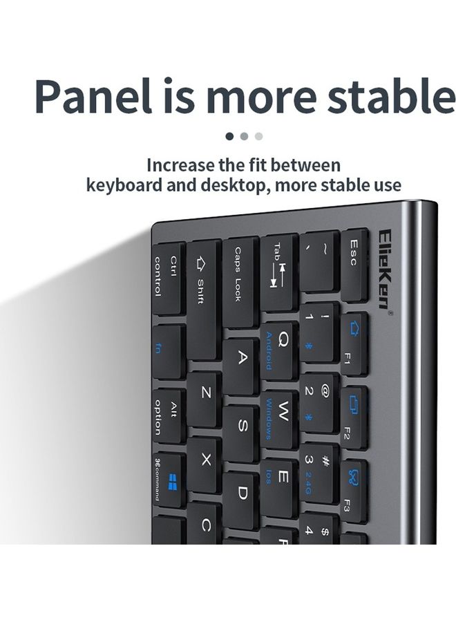 ElieKen - Wireless Keyboard And Mouse Set Rechargeable + 2.4G + Bluetooth Three-Mode, Suitable For Desktop Computer Notebook Flat Gun Black - Image 1