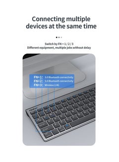 ElieKen Wireless Keyboard And Mouse Set Rechargeable + 2.4G + Bluetooth Three-Mode, Suitable For Desktop Computer Notebook Flat Gun Black  - Image 3