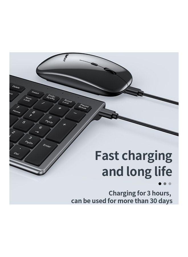 ElieKen - Wireless Keyboard And Mouse Set Rechargeable + 2.4G + Bluetooth Three-Mode, Suitable For Desktop Computer Notebook Flat Gun Black - Image 1