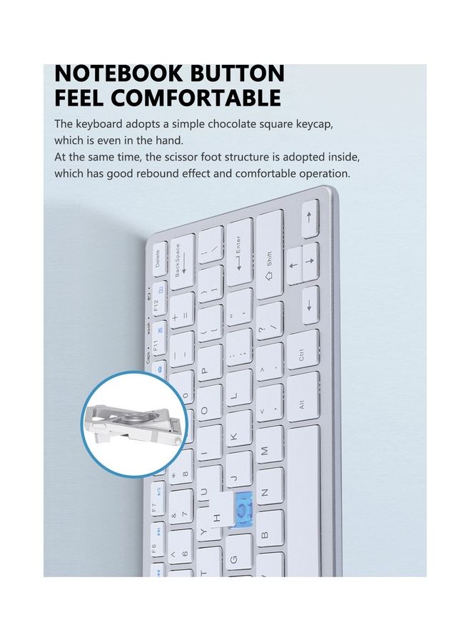 ElieKen - 2.4G Rechargeable Bluetooth Three Mode Wireless Keyboard And Mouse Set Usb External Portable For Desktop Notebook Silver - Image 1