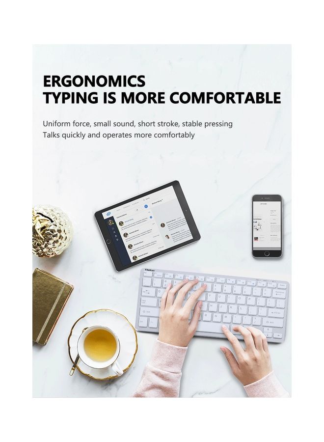 ElieKen - 2.4G Rechargeable Bluetooth Three Mode Wireless Keyboard And Mouse Set Usb External Portable For Desktop Notebook Silver - Image 1