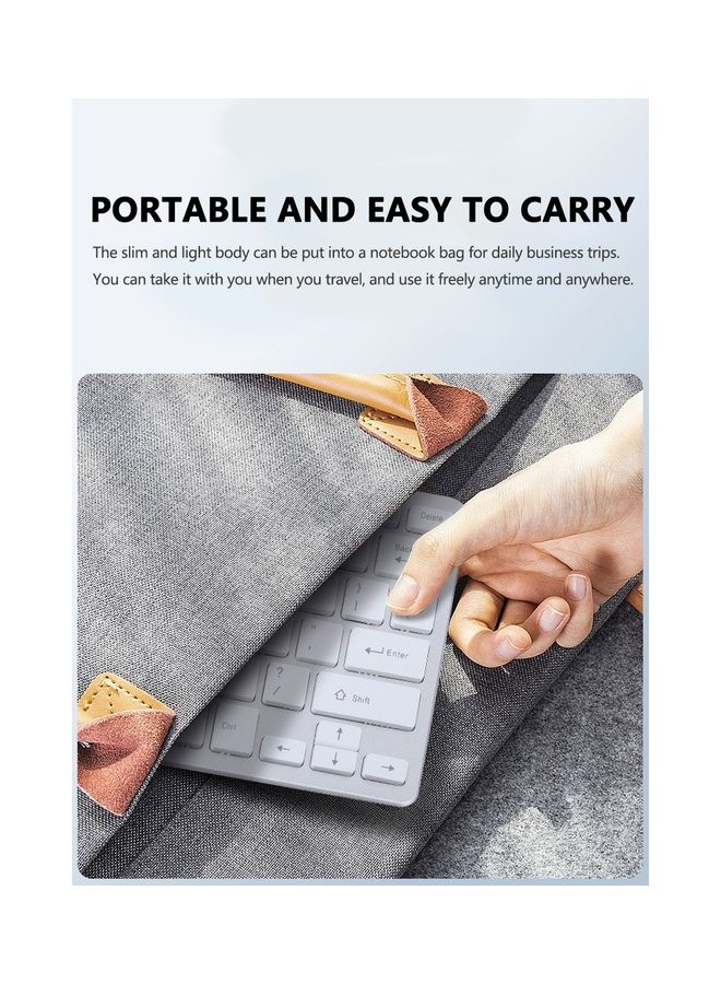 ElieKen - 2.4G Rechargeable Bluetooth Three Mode Wireless Keyboard And Mouse Set Usb External Portable For Desktop Notebook Silver - Image 1