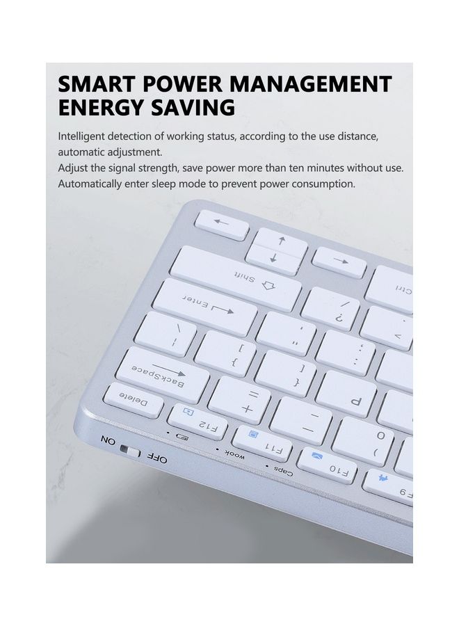 ElieKen - 2.4G Rechargeable Bluetooth Three Mode Wireless Keyboard And Mouse Set Usb External Portable For Desktop Notebook Silver - Image 1