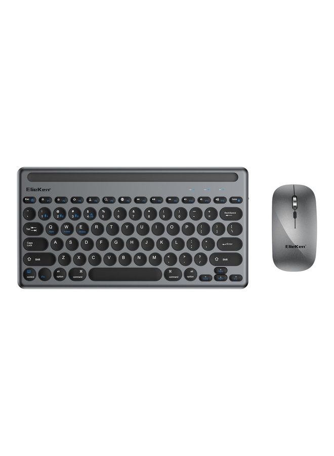 ElieKen - Wireless Keyboard And Mouse Set Card Slot Three Mode Bluetooth Three Channel Tyep C Charging Suitable For Mobile Phone Tablet Gun Black - Image 1