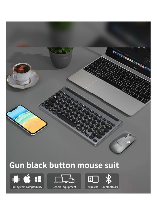 ElieKen - Wireless Keyboard And Mouse Set Card Slot Three Mode Bluetooth Three Channel Tyep C Charging Suitable For Mobile Phone Tablet Gun Black - Image 1