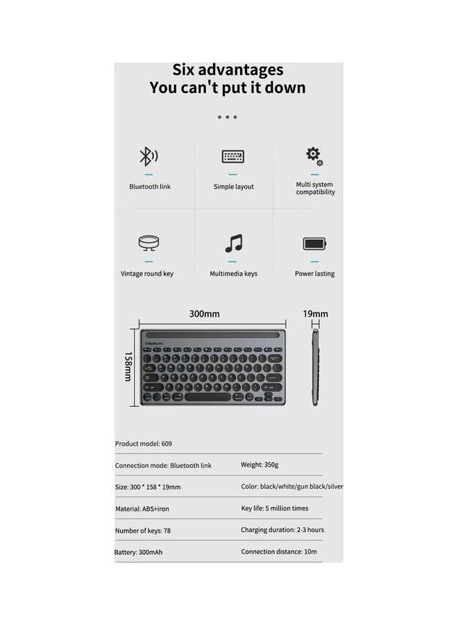 ElieKen - Wireless Keyboard And Mouse Set Card Slot Three Mode Bluetooth Three Channel Tyep C Charging Suitable For Mobile Phone Tablet Gun Black - Image 1