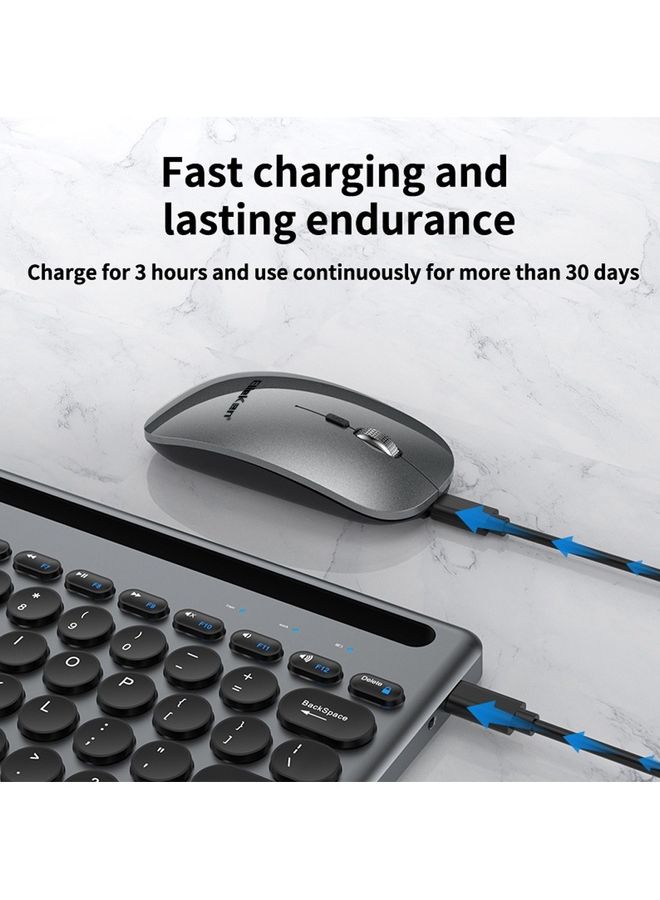 ElieKen - Wireless Keyboard And Mouse Set Card Slot Three Mode Bluetooth Three Channel Tyep C Charging Suitable For Mobile Phone Tablet Gun Black - Image 1