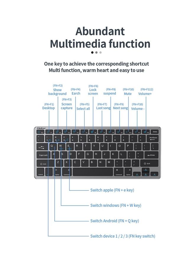 ElieKen - 2.4G Rechargeable Bluetooth Three Mode Wireless Keyboard And Mouse Set Usb External Portable For Desktop Notebook Gun Black - Image 1