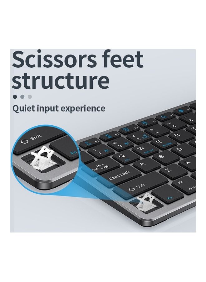 ElieKen - 2.4G Rechargeable Bluetooth Three Mode Wireless Keyboard And Mouse Set Usb External Portable For Desktop Notebook Gun Black - Image 1