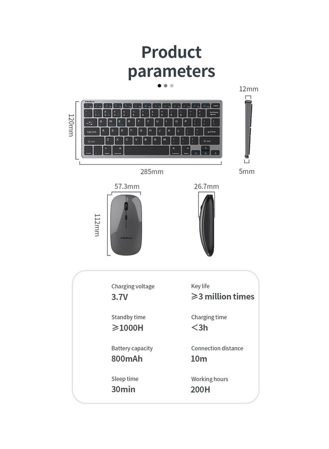 ElieKen - 2.4G Rechargeable Bluetooth Three Mode Wireless Keyboard And Mouse Set Usb External Portable For Desktop Notebook Gun Black - Image 1
