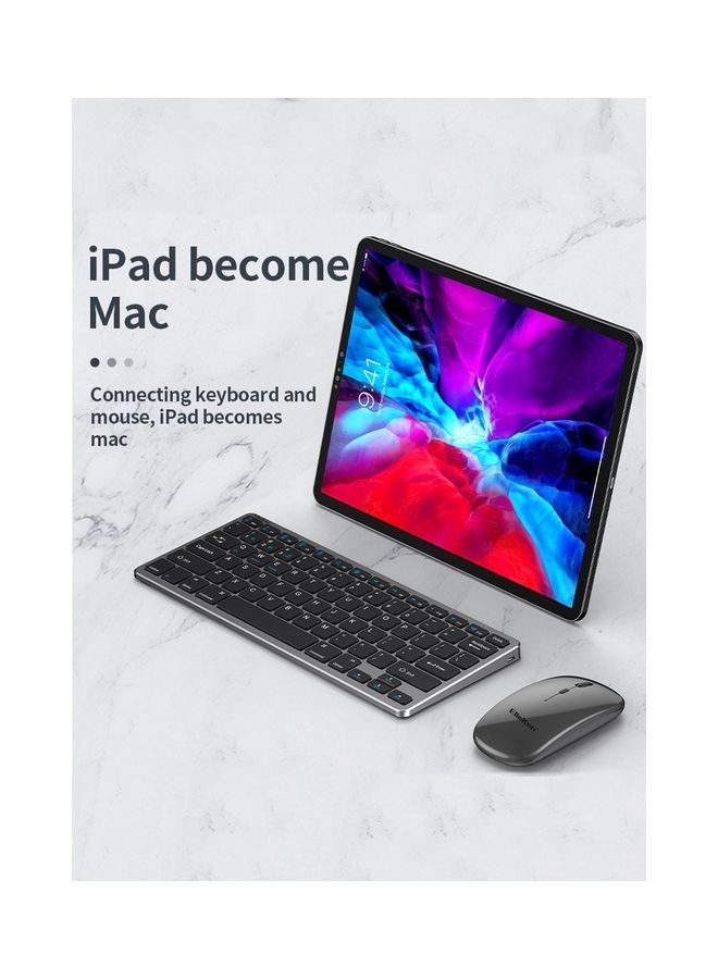 ElieKen - 2.4G Rechargeable Bluetooth Three Mode Wireless Keyboard And Mouse Set Usb External Portable For Desktop Notebook Gun Black - Image 1