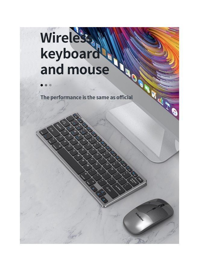 ElieKen - 2.4G Rechargeable Bluetooth Three Mode Wireless Keyboard And Mouse Set Usb External Portable For Desktop Notebook Gun Black - Image 1