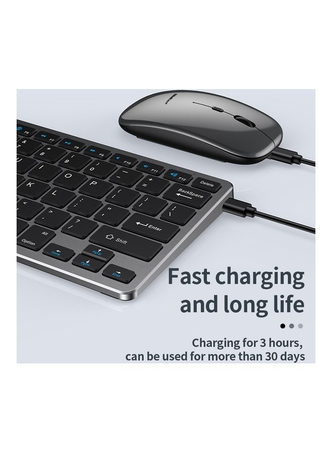 ElieKen - 2.4G Rechargeable Bluetooth Three Mode Wireless Keyboard And Mouse Set Usb External Portable For Desktop Notebook Gun Black - Image 1