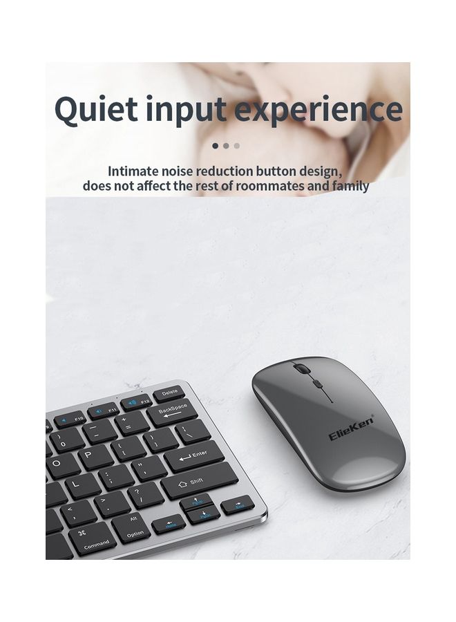 ElieKen - 2.4G Rechargeable Bluetooth Three Mode Wireless Keyboard And Mouse Set Usb External Portable For Desktop Notebook Gun Black - Image 1