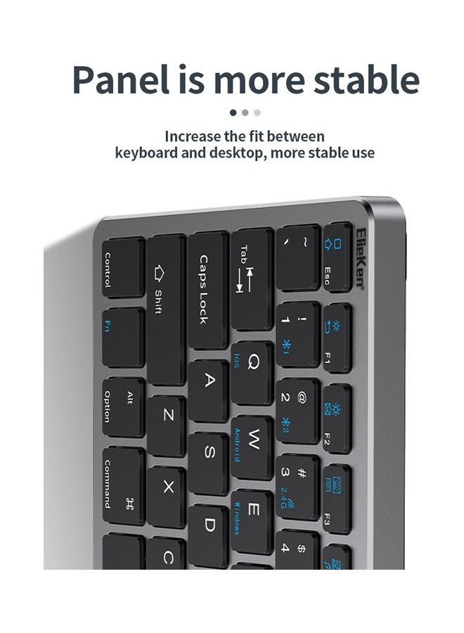 ElieKen - 2.4G Rechargeable Bluetooth Three Mode Wireless Keyboard And Mouse Set Usb External Portable For Desktop Notebook Gun Black - Image 1