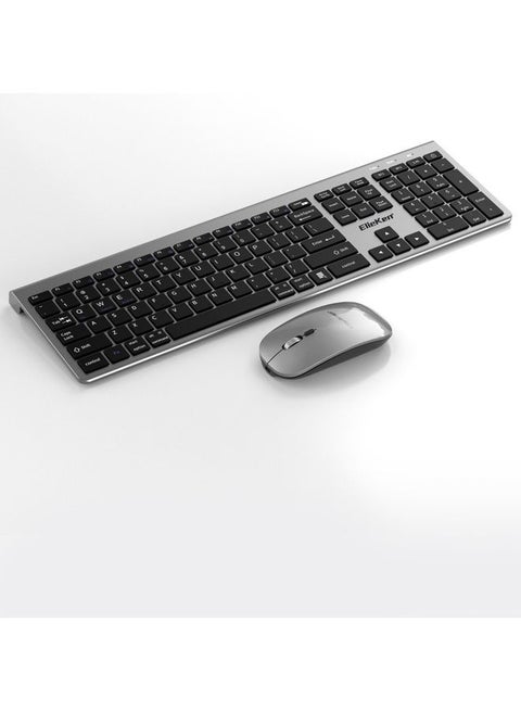 Wireless Keyboard And Mouse Set Rechargeable 2.4G Bluetooth Three Mode, 108 Key Classic Layout, Type C Charging Port Scissors Foot Craft With Quick Rebound Gun Black