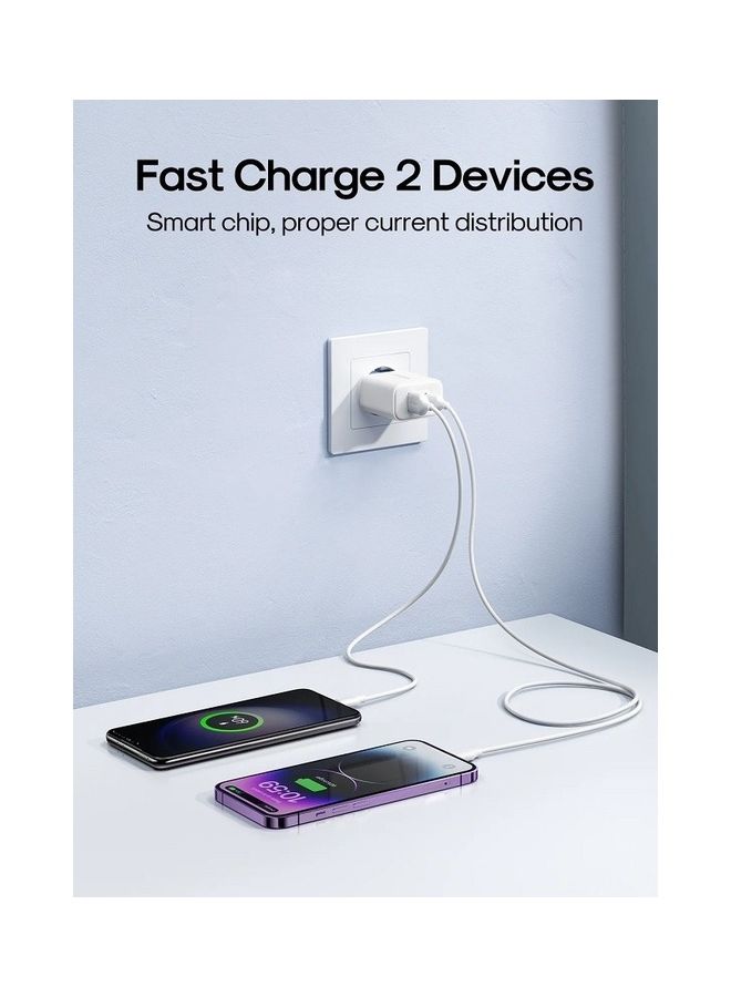 JOYROOM - Flash Series 20W USB A+Type-C Dual-Port Charger Adapter EU Plug White - Image 1