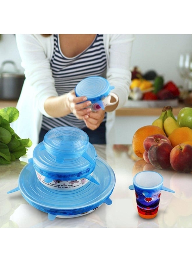 6-Piece Silicone Stretch Fresh Food Cover Blue 4.4x11.4cm  - Image 3