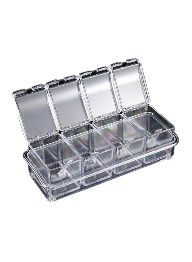 طقم علب توابل بقاعدة من الأكريليك - 4 قطع شفاف