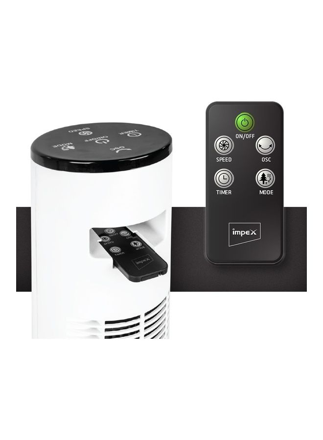 Impex - Tower Fan With Remote Control, Touch Panel, 3 Speed Control, 3 Modes, 12 Hours Timer, 100% Copper Motor And Large Airflow - Sleep Peacefully TWISTER 36 Black And White - Image 1