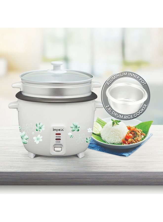 Impex - Electric Rice Cooker With Automatic Cooking, Keep Warm, Safety Protection, And Steamer - Easy to Use, Convenient, Durable 2.8 L 1000 W RC 2804 White - Image 1