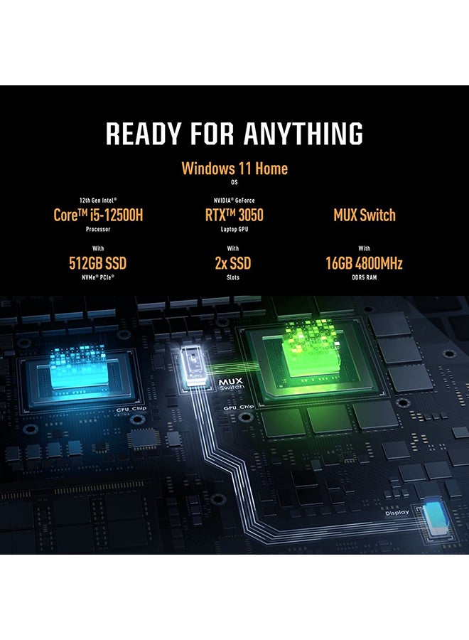 أسوس - كمبيوتر محمول TUF F17 بشاشة مقاس 17.3 بوصة ومعالج Core- i7-12700H وذاكرة وصول عشوائي 16 جيجابايت ومحرك أقراص SSD سعة 1 تيرابايت ونظام تشغيل Windows 11 وبطاقة رسوميات Nvidia GeForce RTX 3050 سعة 4 جيجابايت - Image 1