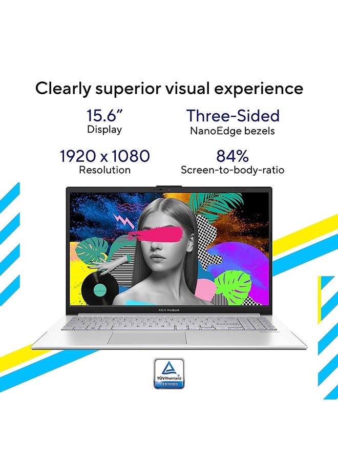 ASUS - VivoBook GO 15 Laptop With 15.6-Inch Full HD Display, Core-i3-N305 Processor/8GB RAM/256GB SSD/Windows 11/Intel UHD Graphics Arabic Cool Silver - Image 1