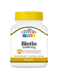 21st CENTURY Biotin 10000 Mcg Hair Skin And Nail Support Vitamin 120 Tablets  - Image 1