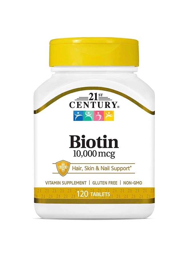 21st CENTURY Biotin 10000 Mcg Hair Skin And Nail Support Vitamin 120 Tablets  - Image 1