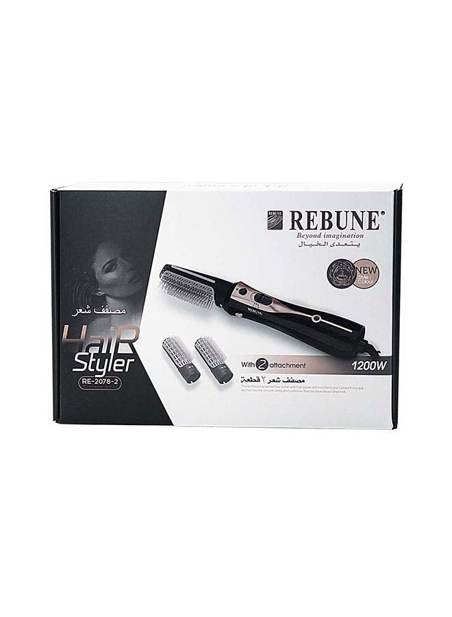 REBUNE Electric Hair Styler Brush With 2 Attac Black/Grey/Rose Rold  - Image 1