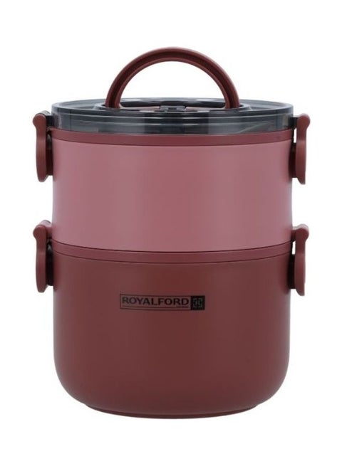 Double Layer Round Lunch Box Stainless Steel Inner Pink 1600ml
