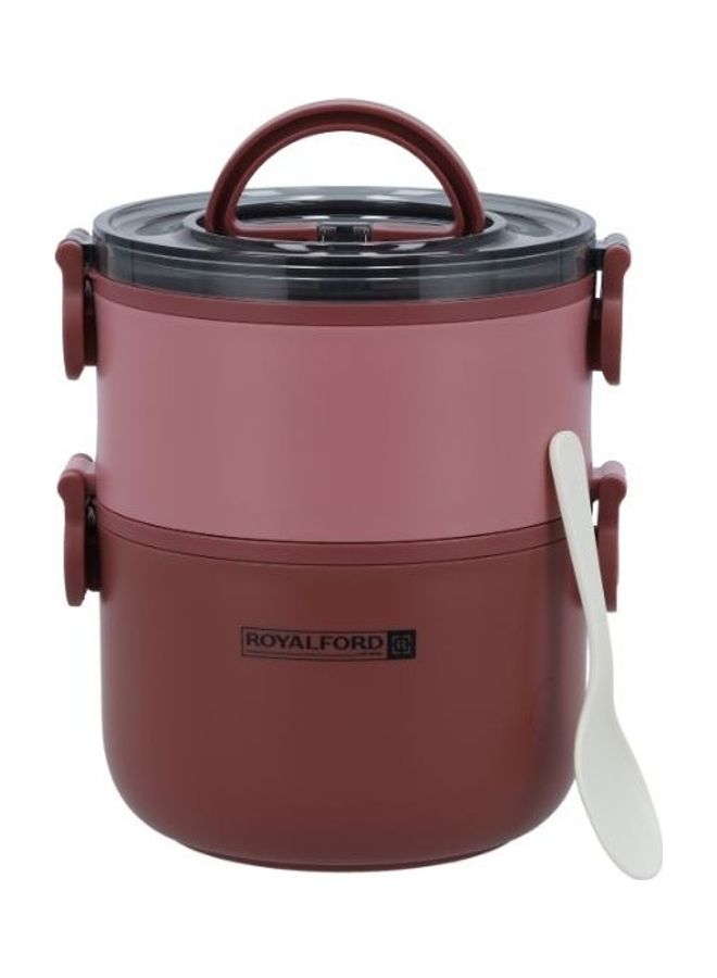 Double Layer Round Lunch Box Stainless Steel Inner Pink 1600ml