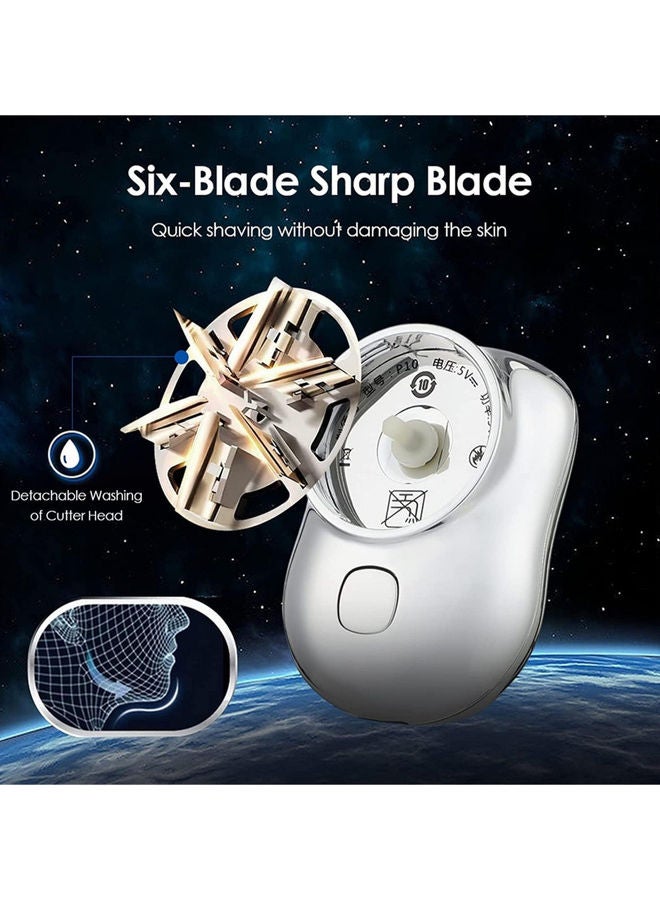 Rock Pow Mini 2023 New Pocket Portable Electric Shaver, Magic USB Rechargeable Travel Razors For Men Shaving Face Silver - Image 3