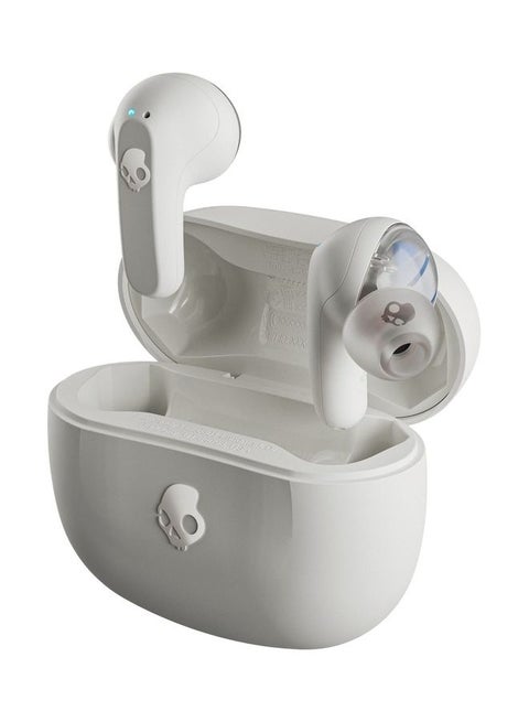 Rail Wireless Earbuds With Skull-iQ App Integration Plus AI Microphone, 42 Hours Battery, Bluetooth For iPhone, Android And More Bone/Orange Glow