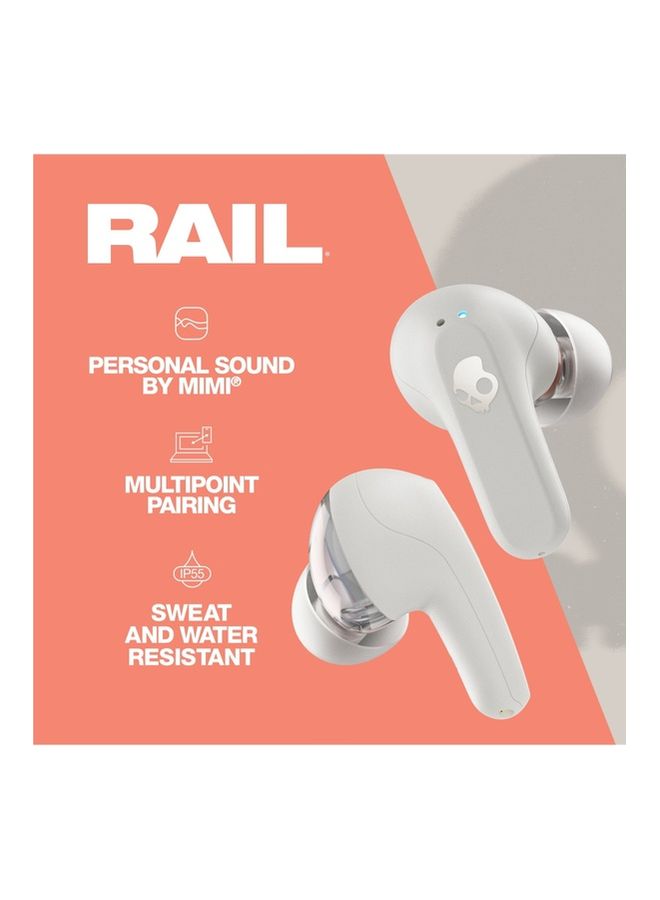 Skullcandy - Rail Wireless Earbuds With Skull-iQ App Integration Plus AI Microphone, 42 Hours Battery, Bluetooth For iPhone, Android And More Bone/Orange Glow - Image 1
