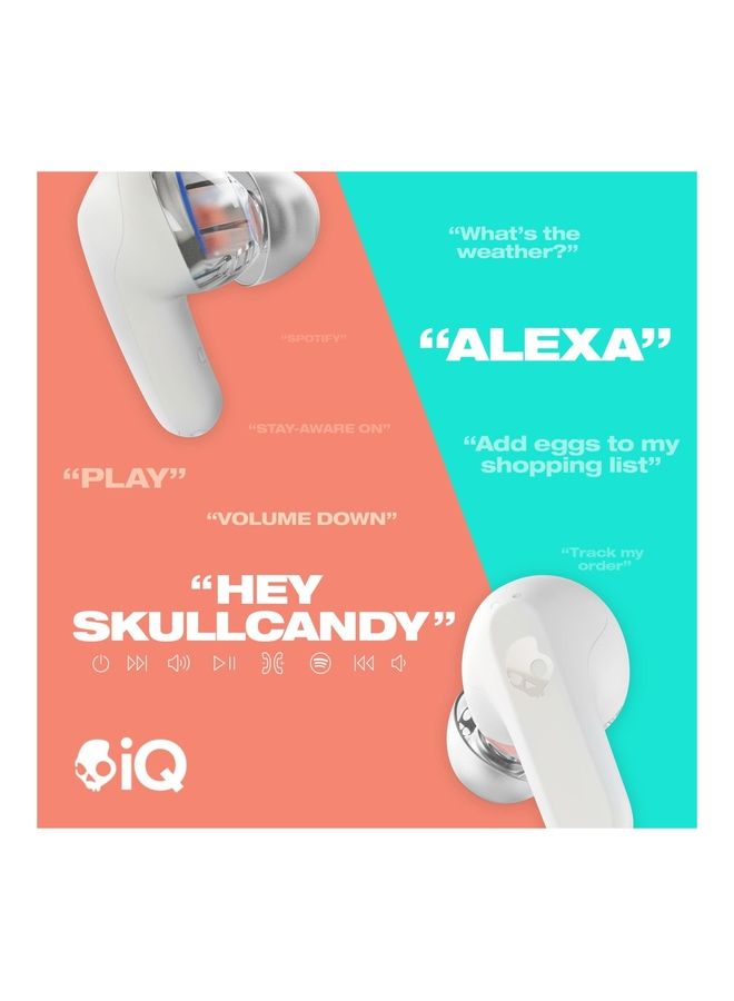 Skullcandy - Rail Wireless Earbuds With Skull-iQ App Integration Plus AI Microphone, 42 Hours Battery, Bluetooth For iPhone, Android And More Bone/Orange Glow - Image 1