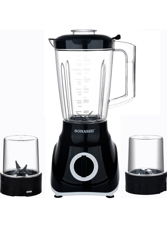 3 In 1 Mixer Grinder - With Grinding Cup, Mincing Cup, 1.5 L Capacity |  2 Speed Control, Overload Protection, Non Slip Feet | Super Powerful Copper Motor for Fast Grinding 1.5 L 600 W SB-195 Black - v1689908571/N53421417A_2