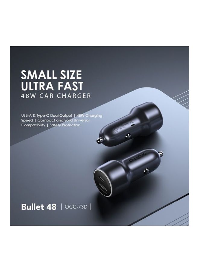Oraimo - Bullet 48 Car Charger Dual Ports USB-A And Type C Black - Image 1