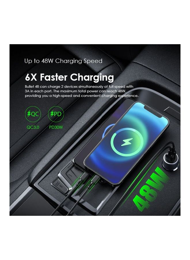 Oraimo - Bullet 48 Car Charger Dual Ports USB-A And Type C Black - Image 1