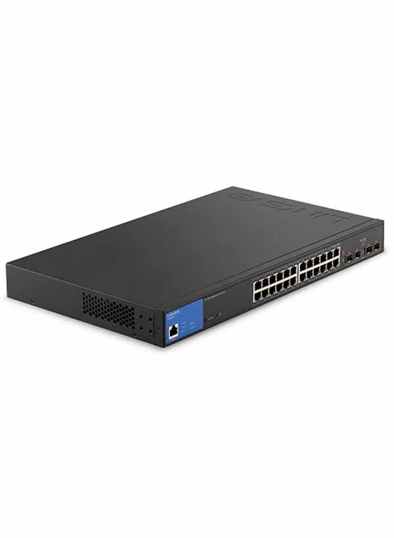 لينكسيس محول LGS328PC مزود بـ 24 منفذ Gigabit PoE+ مع 4 وصلات SFP 1G متوافقة مع TAA بقدرة 250 وات، قائمة التحكم في الوصول | LGS328PC  - Image 1