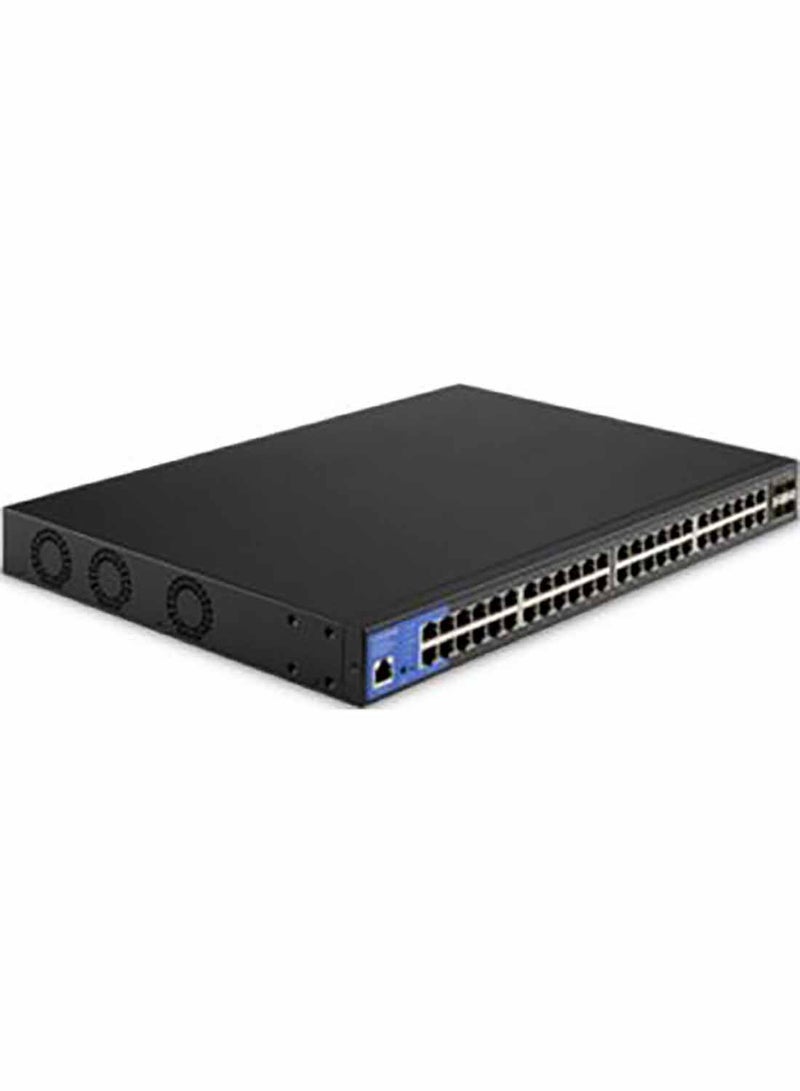 LINKSYS - 48-Port Managed Gigabit PoE+ Switch, 10G SFP+ Uplink Ports, Integrated Power over Ethernet Plus (740W), Advanced Network Security & QoS, 176 Gbps, 130.95 Mpps, LGS352MPC-EU Black - Image 1