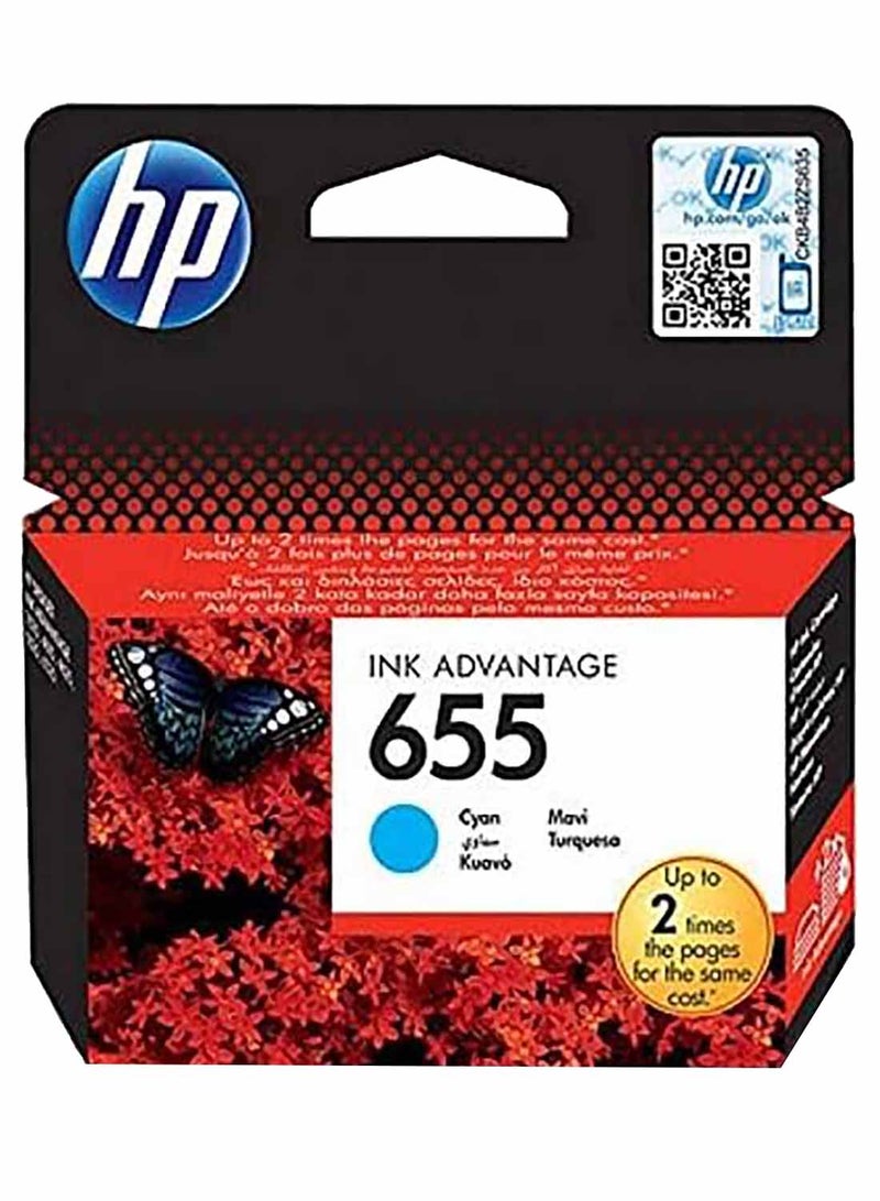 HP 655 Cyan Ink Advantage Cartridge Cyan - Image 1