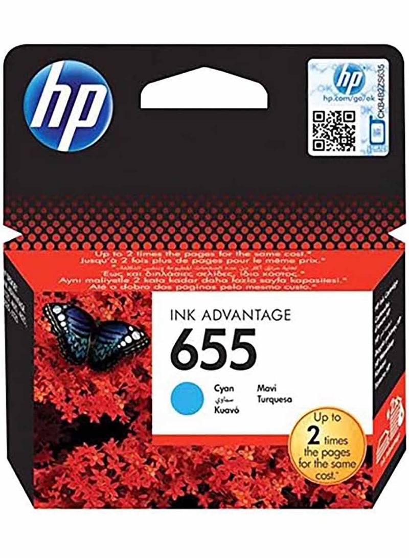 HP 655 Cyan Ink Advantage Cartridge Cyan - Image 2