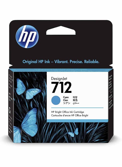 712 3ED67A 29-ml Genuine Ink Cartridge with Original Ink, for DesignJet T650, T630, T250, T230 & Studio Large Format Plotter Printers and 713 DesignJet Printhead Cyan