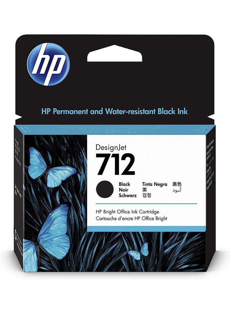 HP - 712 3ED71A 80-ml Genuine Ink Cartridge with Original Ink, for DesignJet T650, T630, T250, T230 & Studio Large Format Plotter Printers and 713 DesignJet Printhead Black - Image 1