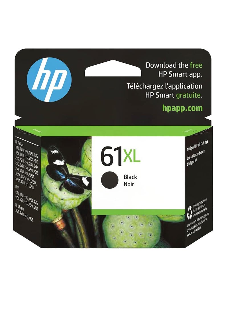 HP 61XL | Ink Cartridge | Works with Deskjet 1000 1500 2050 2500 3000 3500 Series, ENVY 4500 5500 Series, Officejet 2600 4600 Series|CH563WN Black  - Image 1