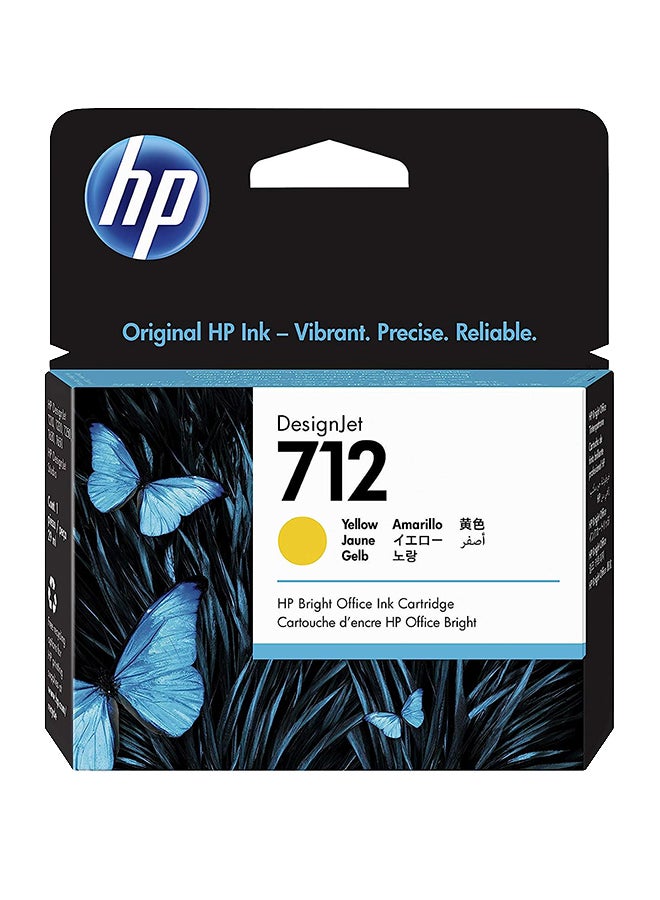 HP 712 3ED69A 29-ml Genuine Ink Cartridge with Original Ink, for DesignJet T650, T630, T250, T230 & Studio Large Format Plotter Printers and 713 DesignJet Printhead Yellow  - Image 1