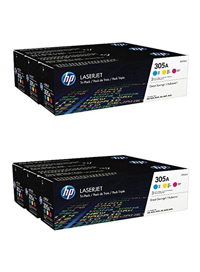HP 305A (CF370AM) Toner Cartridges, 2-Pack Cyan, Magenta & Yellow